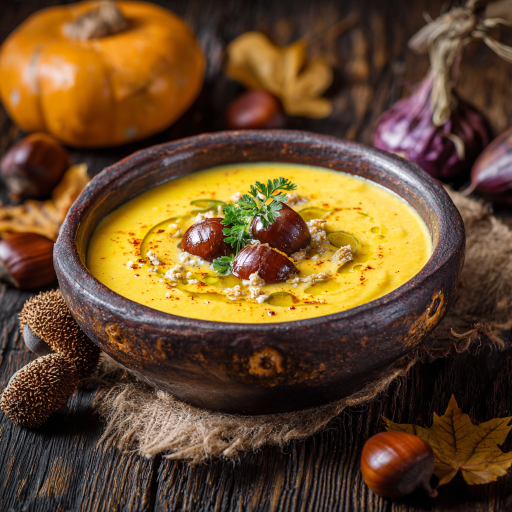 Есенна крем супа с тиква и кестени